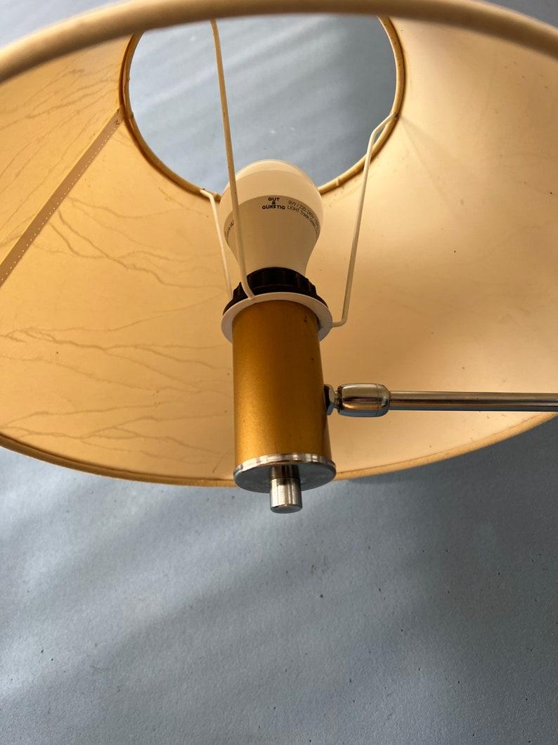 20th Century Mid Century Chrome Swing Arm Wall Lamp with Beige Shade, 1970's