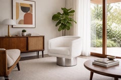 Sedia girevole cromata vintage di Leon Rosen per Pace