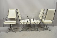 Midcentury Chrome Swivel Pedestal Base Dining Armchairs by Contempo, Set of 4