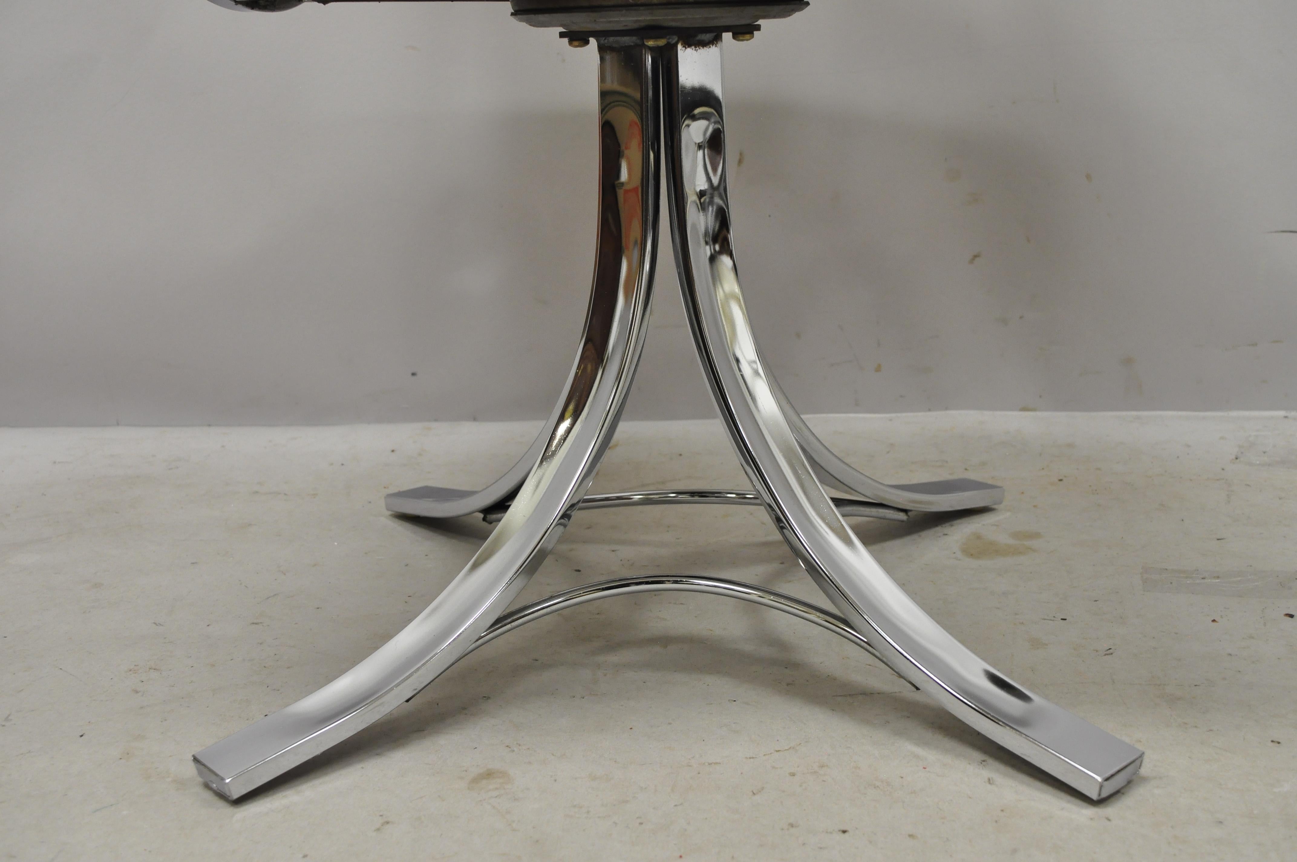 Naugahyde Midcentury Chrome Swivel Pedestal Base Dining Armchairs by Contempo, Set of 4
