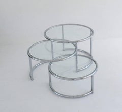 Midcentury Chrome Three-Tier Cocktail or Side Table