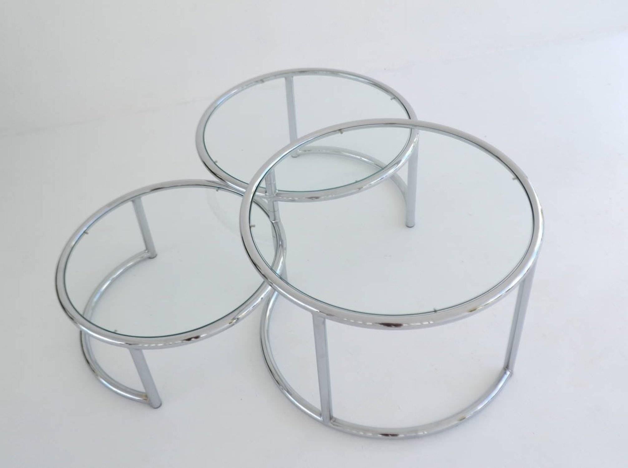 Mid-Century Modern Midcentury Chrome Three-Tier Cocktail or Side Table For Sale