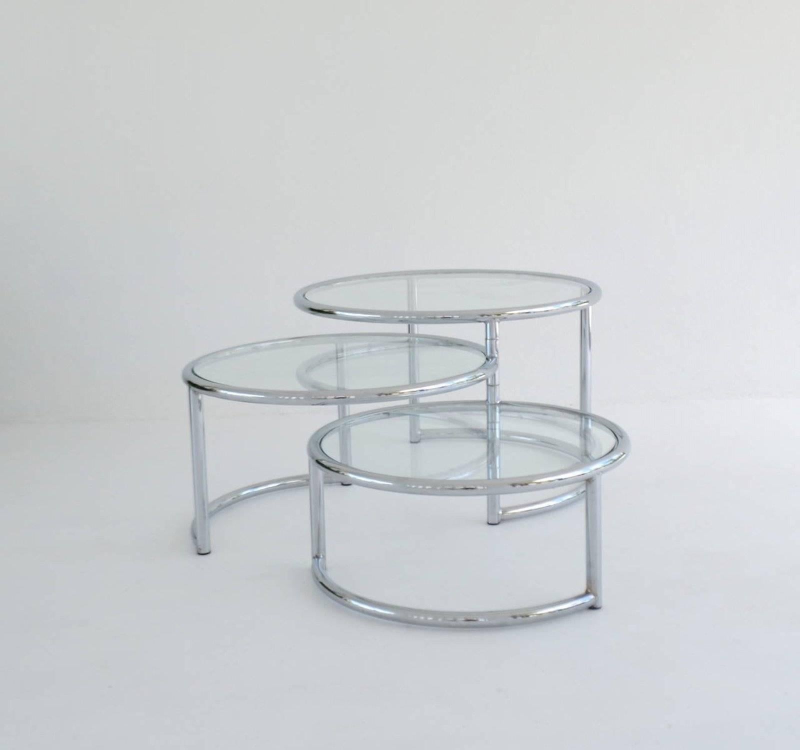 American Midcentury Chrome Three-Tier Cocktail or Side Table For Sale