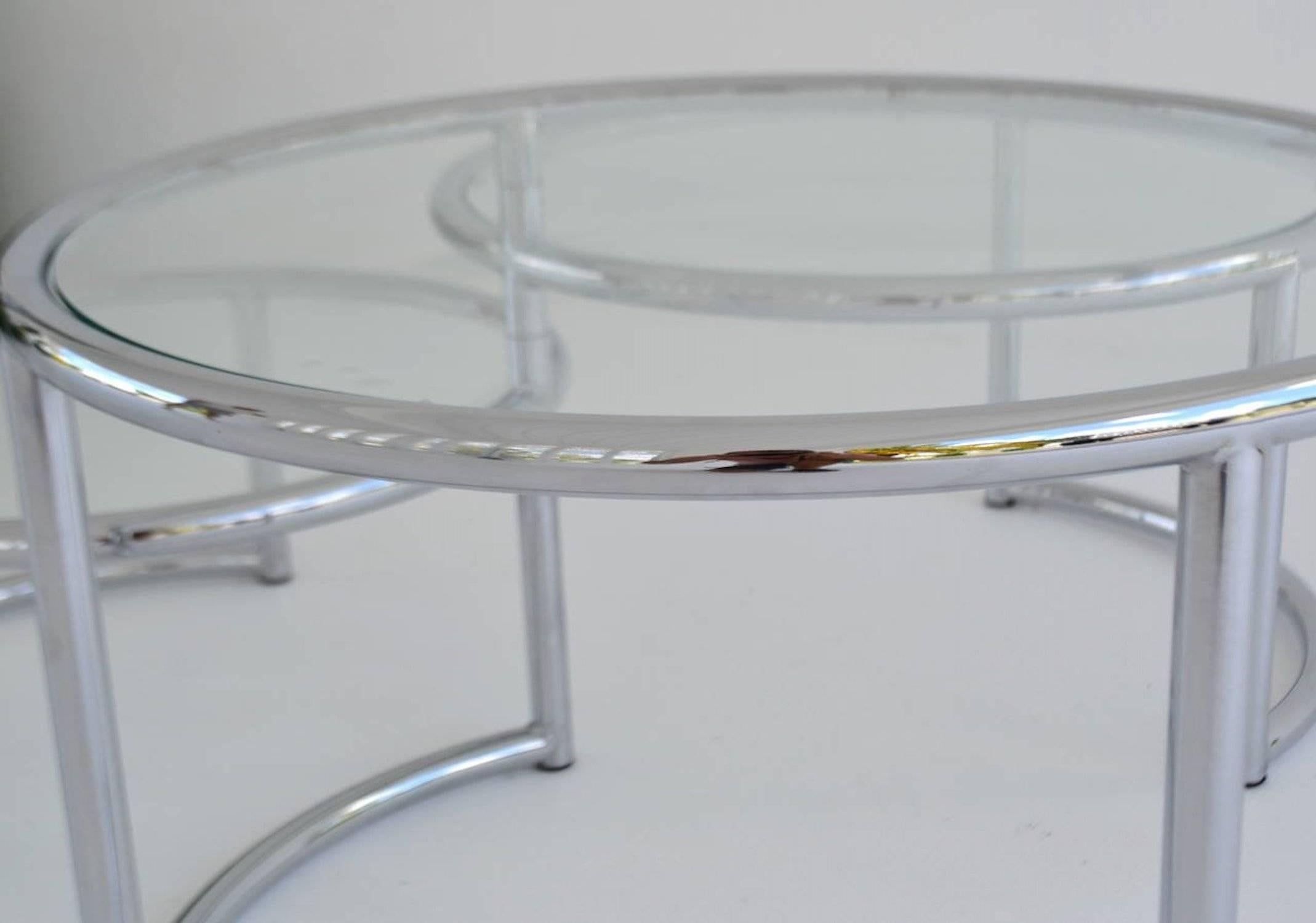 Midcentury Chrome Three-Tier Cocktail or Side Table For Sale 1