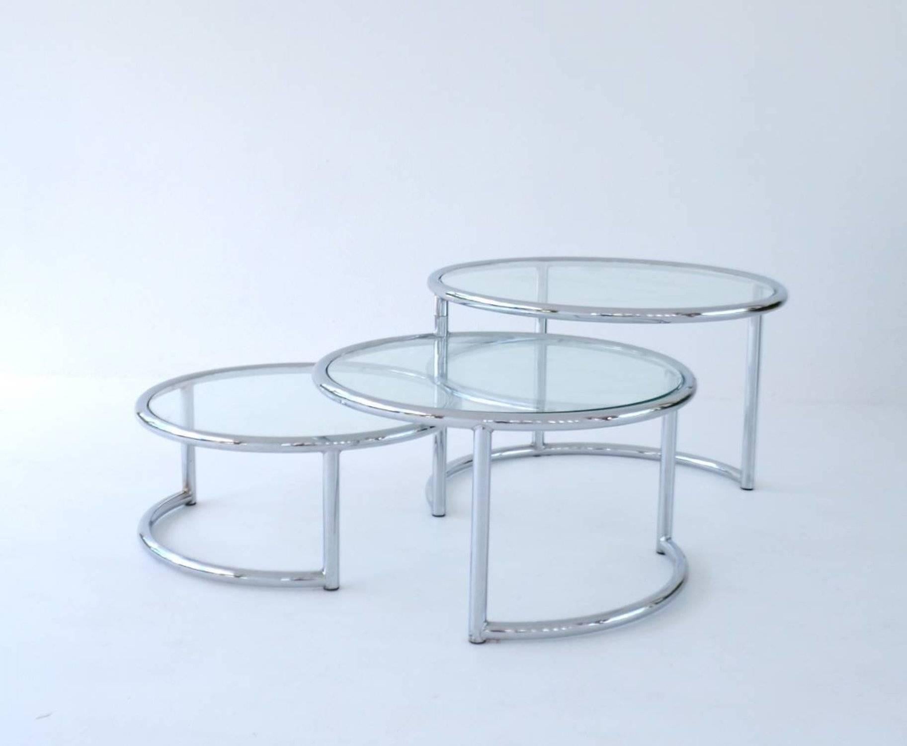 Midcentury Chrome Three-Tier Cocktail or Side Table For Sale 2