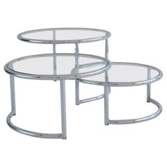 Midcentury Chrome Three-Tier Cocktail or Side Table