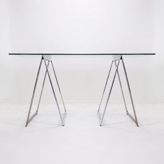 Mid-Century Chrome Trestles Desk, 1970s