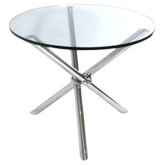 Mesa de comedor trípode cromada de mediados de siglo