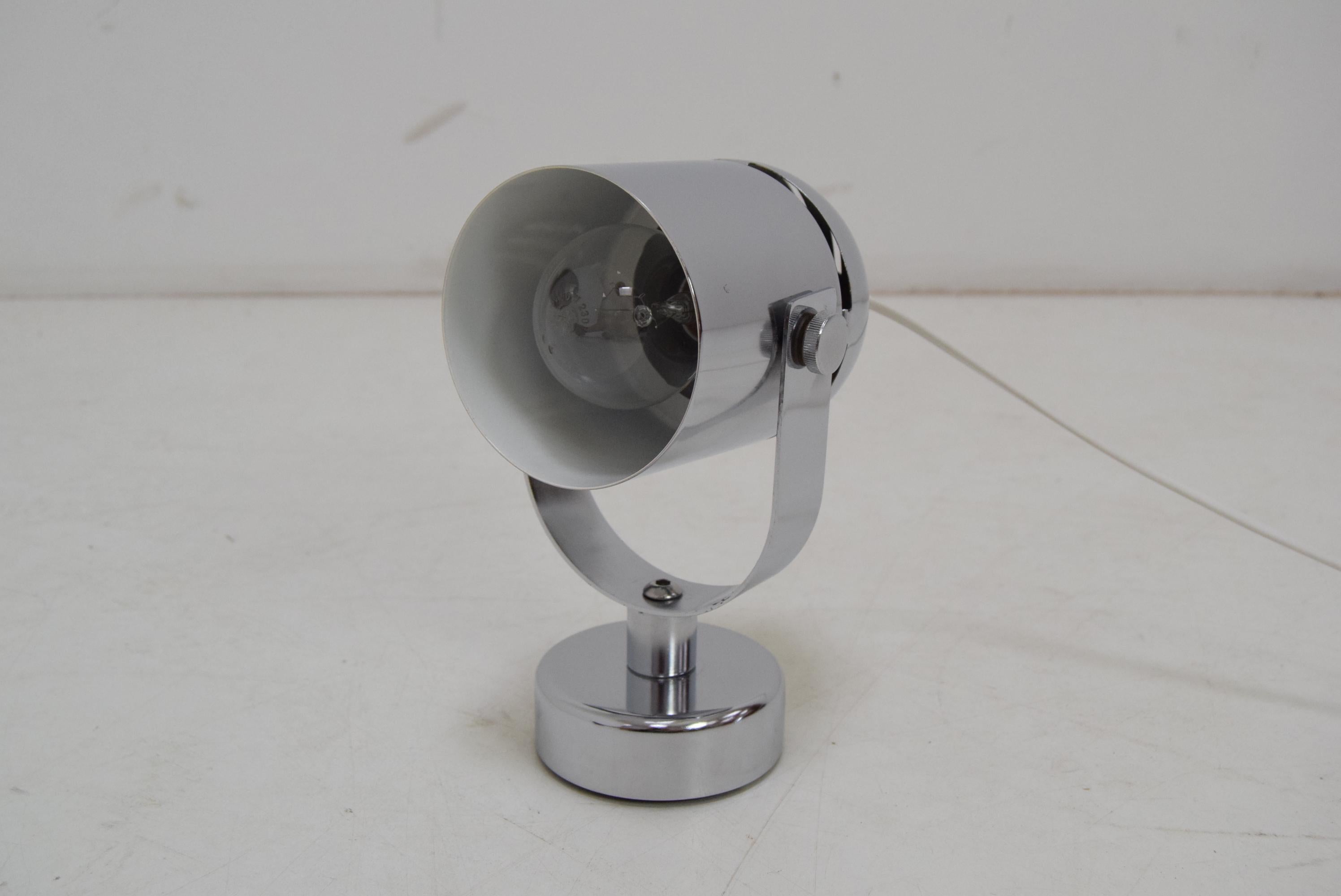 Mid-Century Chrome Wall Lamp, by Stanislav Indra for Combi Lux, 1970’s In Good Condition For Sale In Praha, CZ