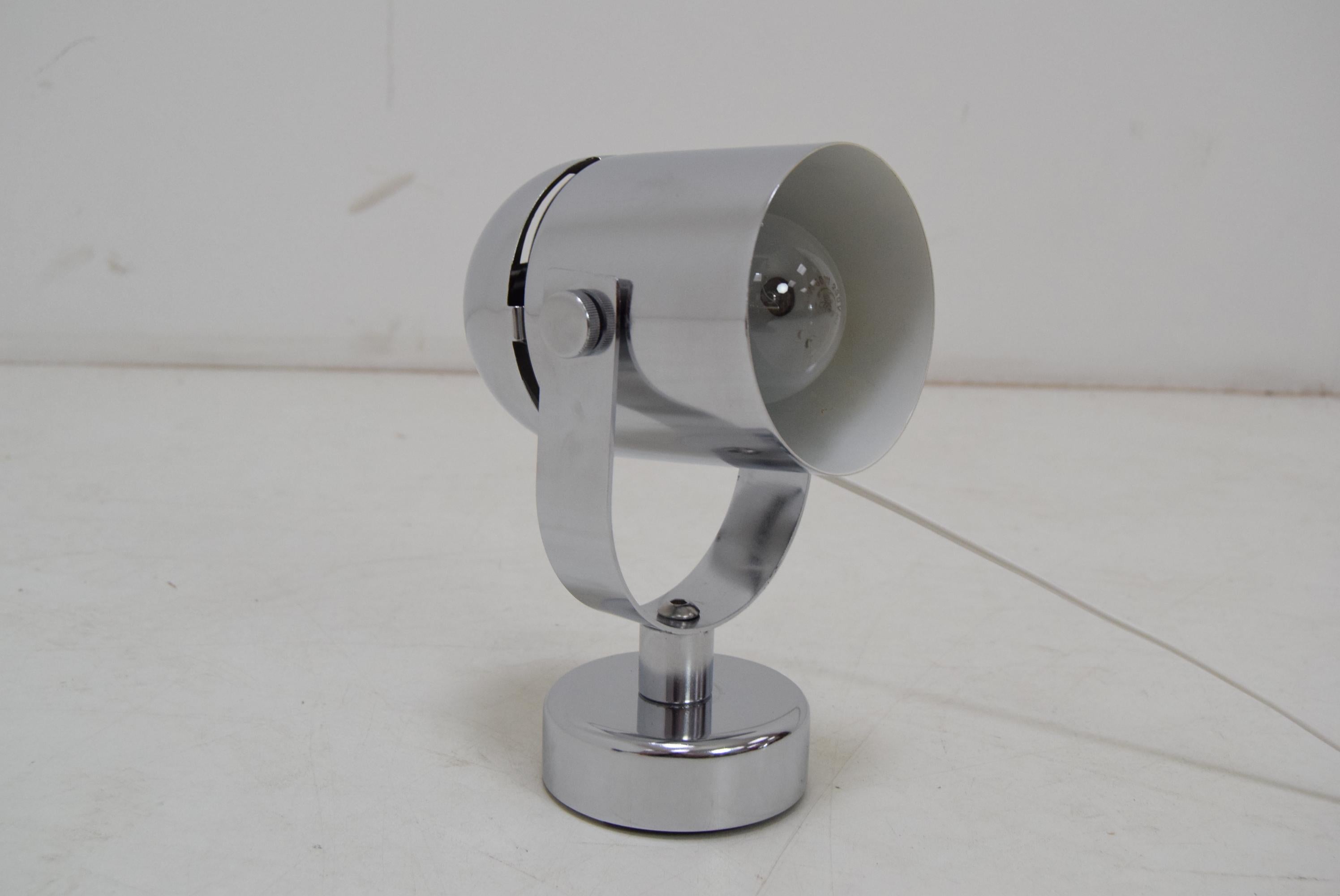 Late 20th Century Mid-Century Chrome Wall Lamp, by Stanislav Indra for Combi Lux, 1970’s For Sale