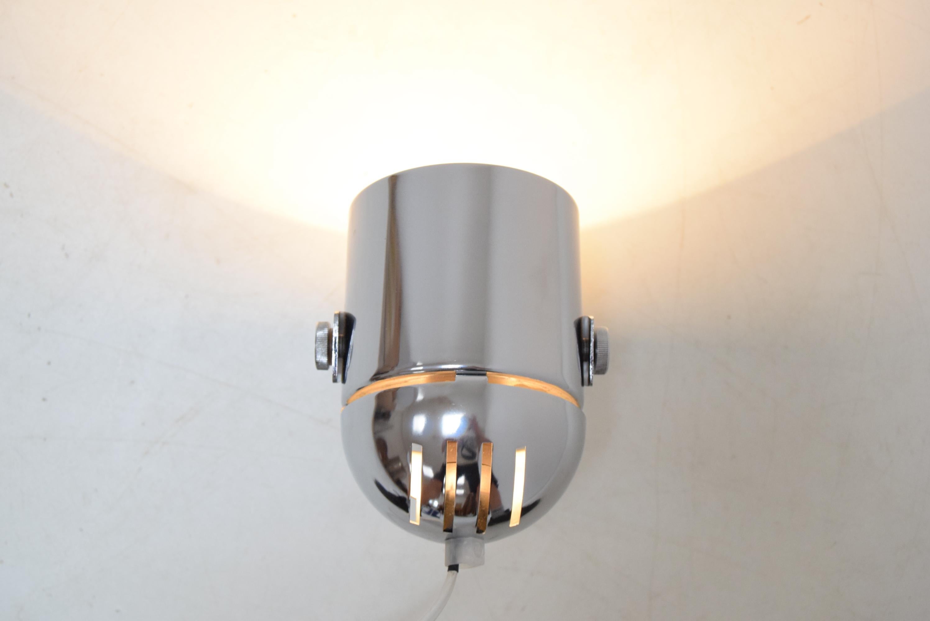 Mid-Century Chrome Wall Lamp, by Stanislav Indra for Combi Lux, 1970’s For Sale 3