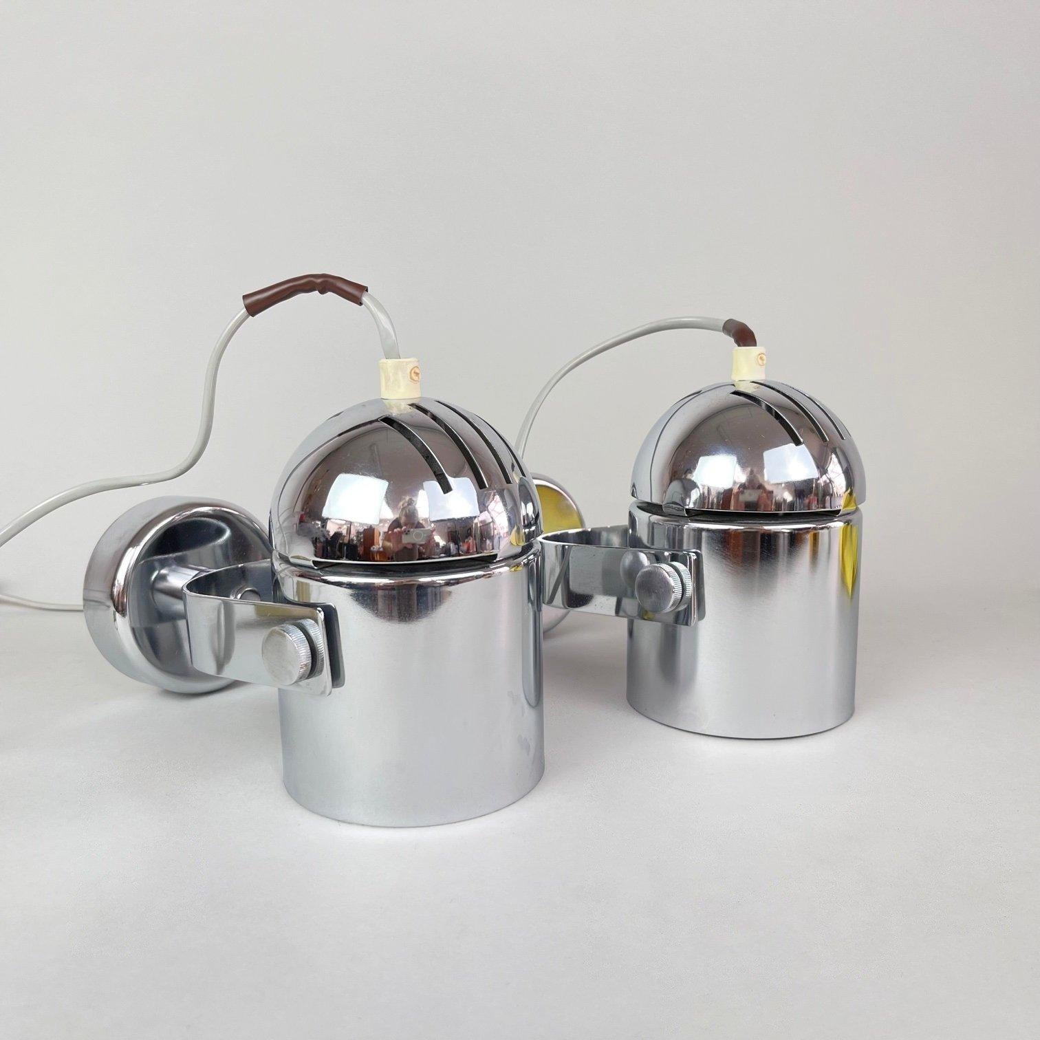 Mid-Century Modern Mid Century Chrome Wall Lamps by Stanislav Indra, 1970's