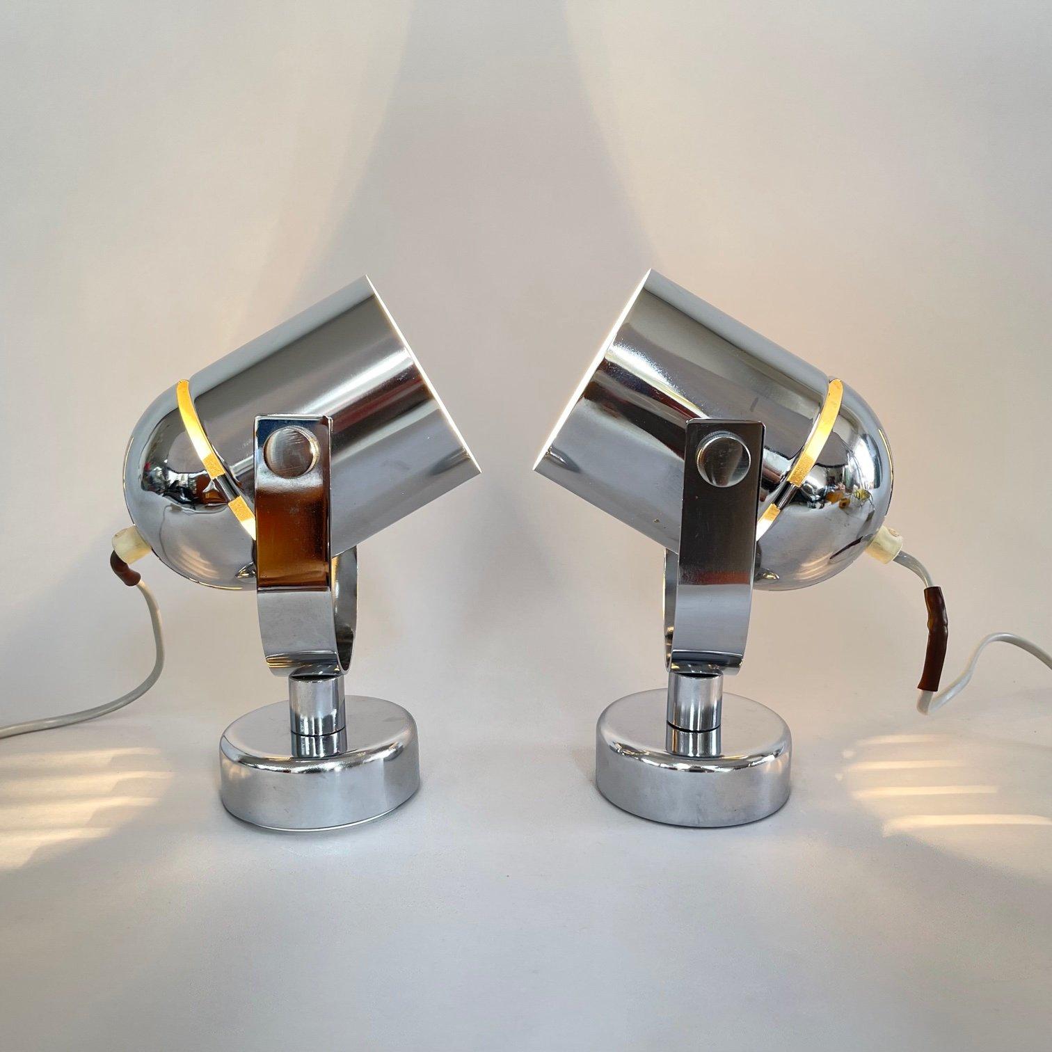 Mid Century Chrome Wall Lamps by Stanislav Indra, 1970's In Good Condition In Praha, CZ