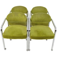 Mid Century Chromecraft Dining Chairs in Green