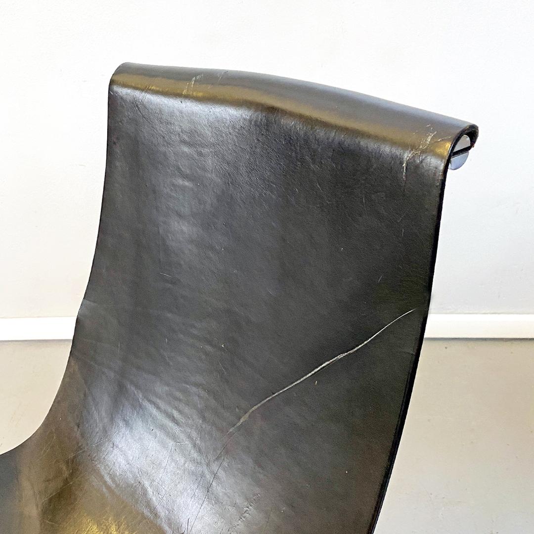 Mid-Century Chromed Black Leather T Chairs, Katavolos, Kelley, Littell, Laverne For Sale 10