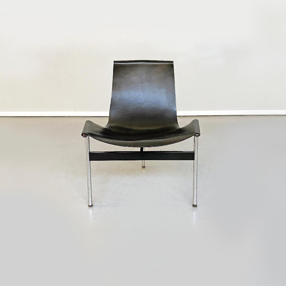 Mid-Century T-Stühle aus verchromtem schwarzem Leder, Katavolos, Kelley, Littell, Laverne im Angebot 2