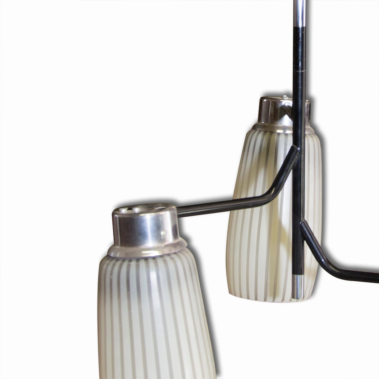 Mid Century Chromed Hanging Lamp by Drupol, Czechoslovakia, 1960s For Sale 1
