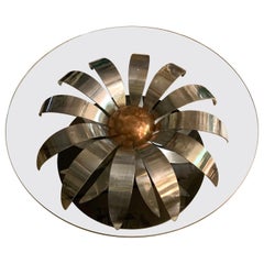 Mid-Century Chromed Metal Flower Round Coffee Table, 1950s