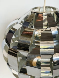 Mid-Century Chromed Metal Woven Ribbon Chandelier by Max Sauze for Lightolier