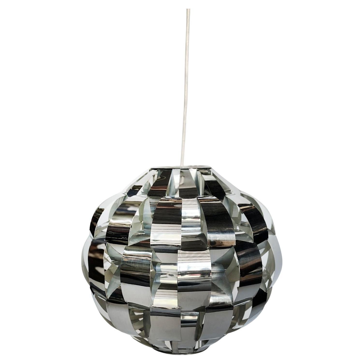 Mid-Century Chromed Metal Woven Ribbon Chandelier by Max Sauze for Lightolier For Sale