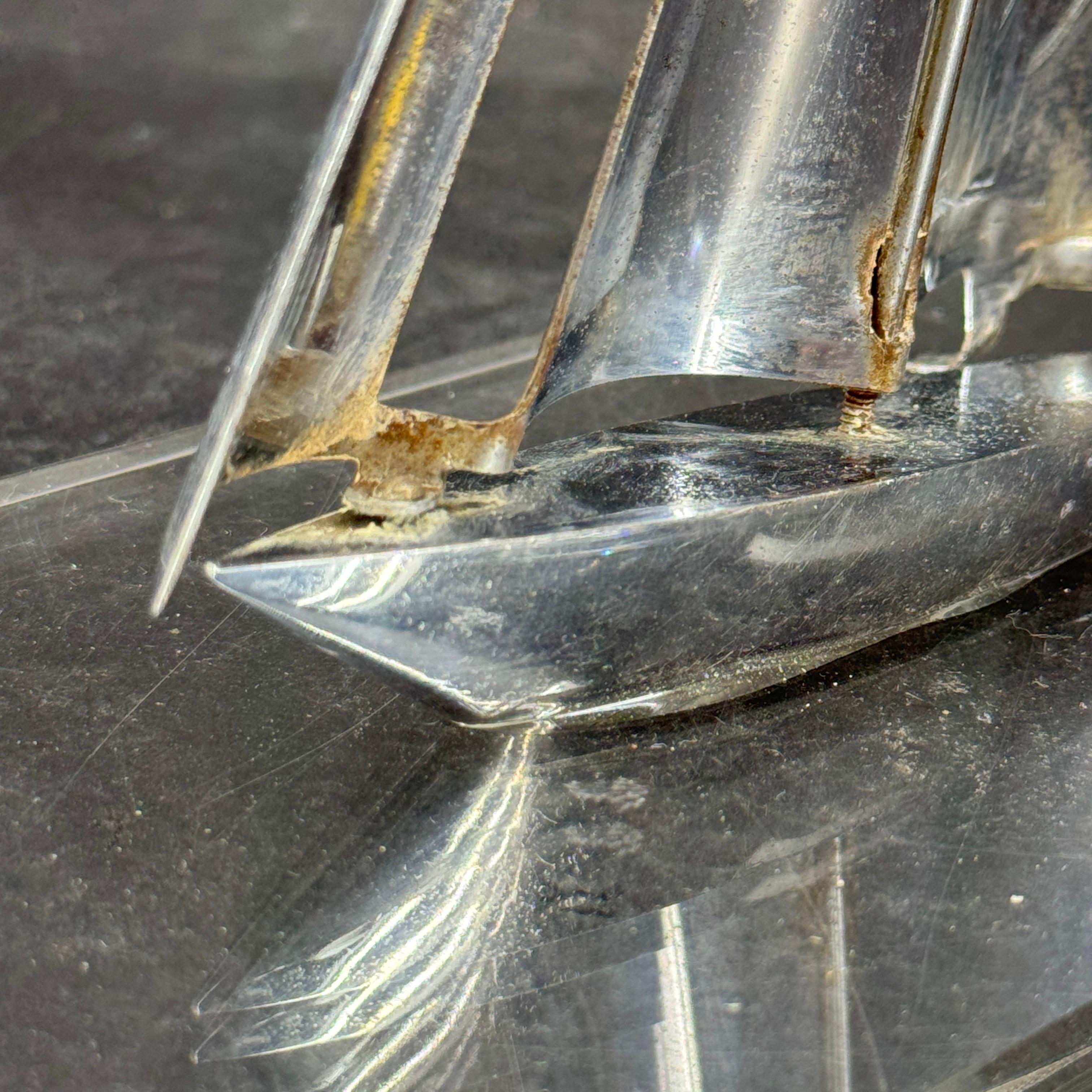 Mid-Century Chromed Sailboat Sculpture on Lucite Stand For Sale 9