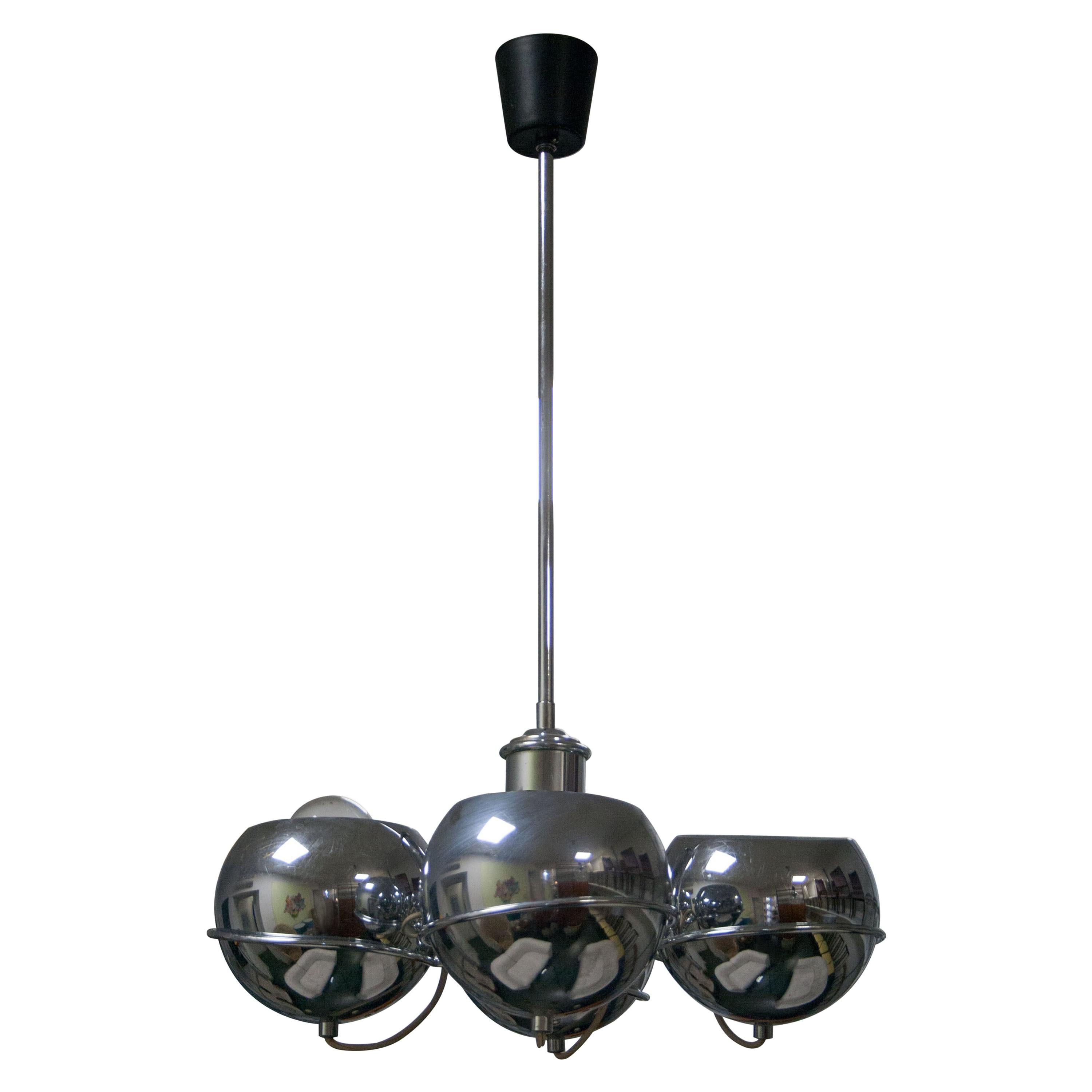 Mid-Century Chromed Spheres Pendant Lamp, Italy, 1970 For Sale