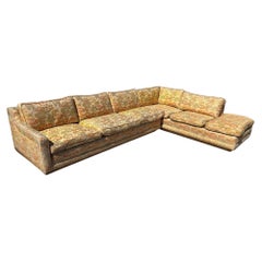 Mid-Century Chrysanthemum Floral Embroidered Parsons Sectional Sofa w/ Daybed