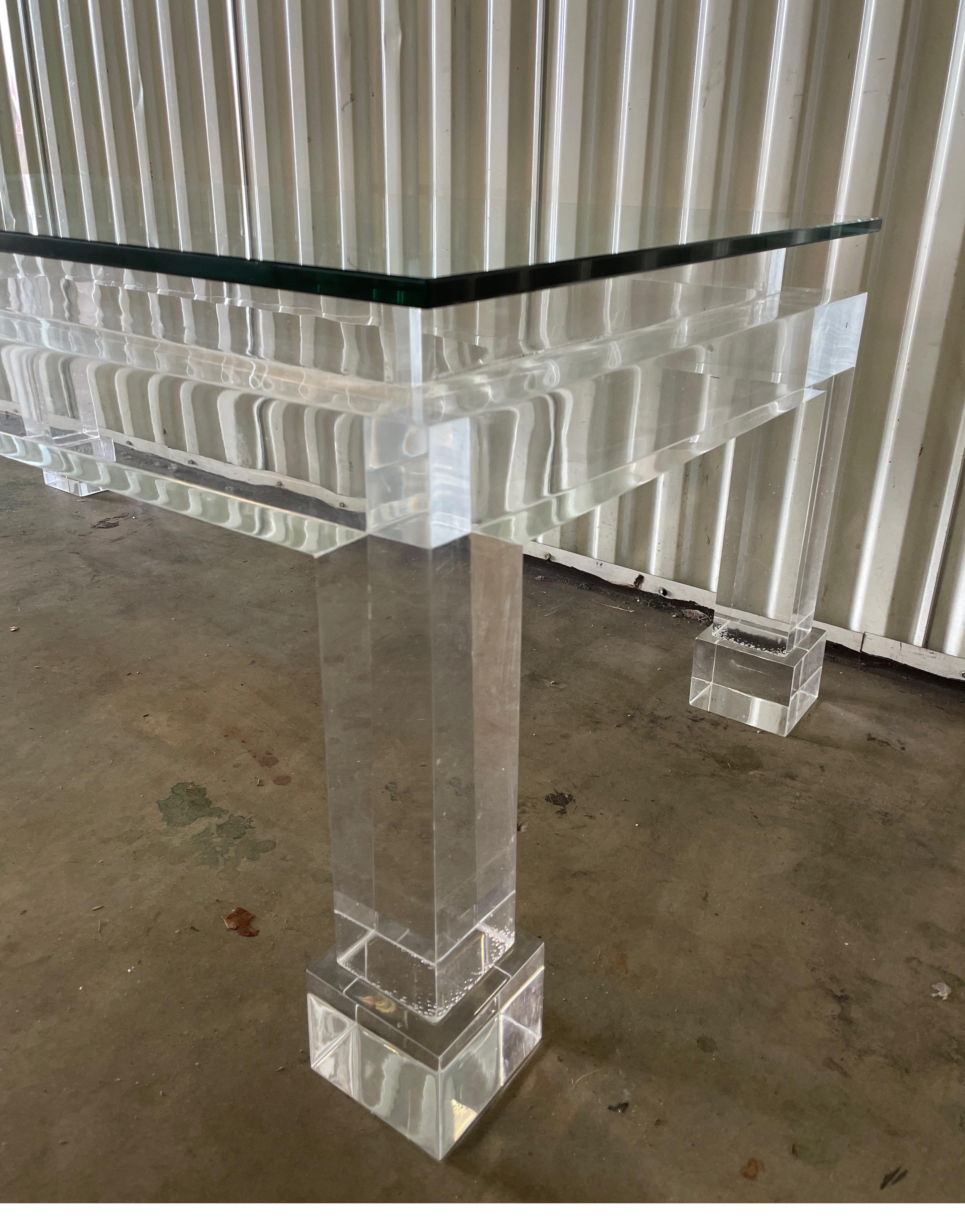 Chunky lucite mid century cocktail / coffee table.