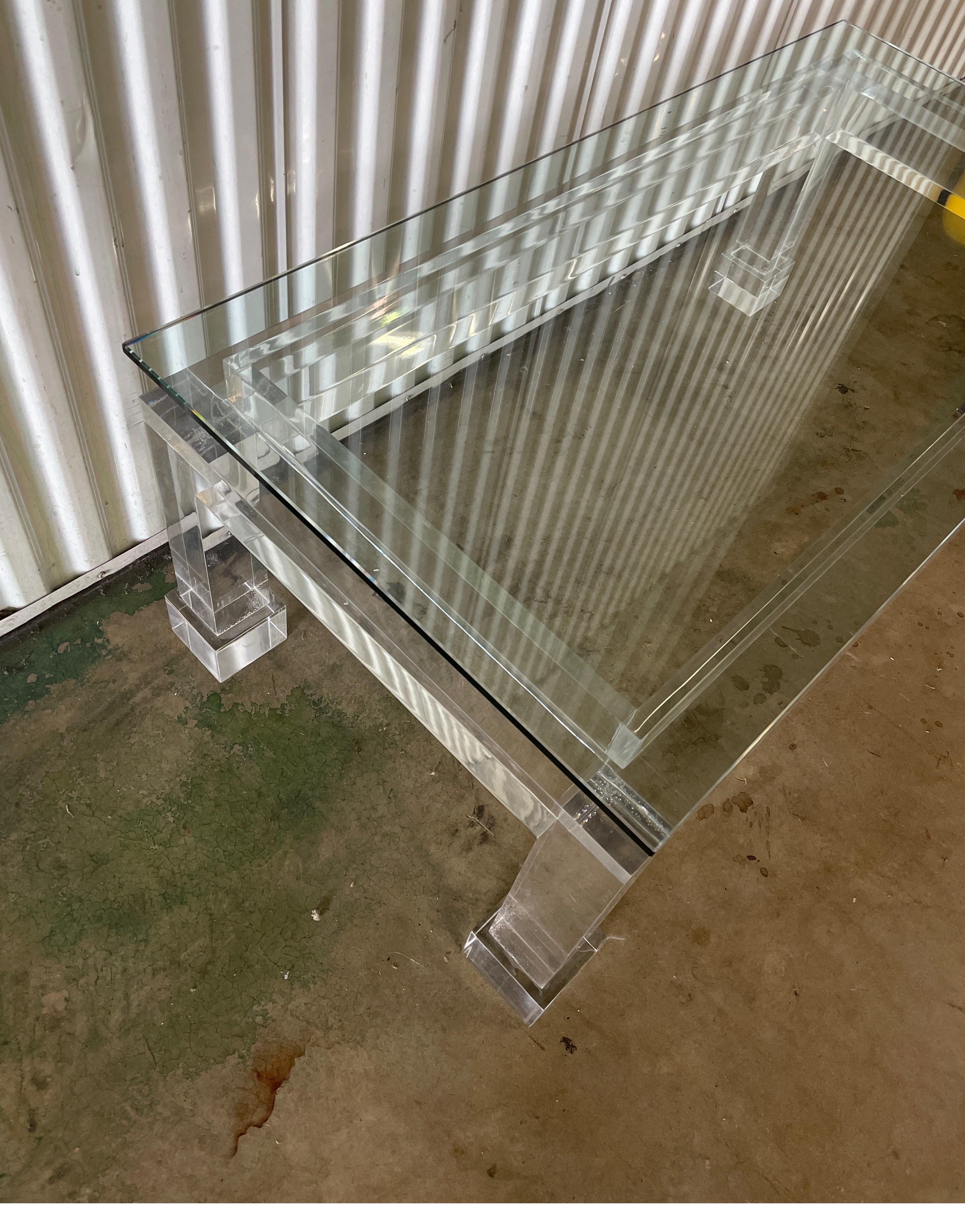 20th Century Mid Century Chunky Lucite Coffee Table For Sale
