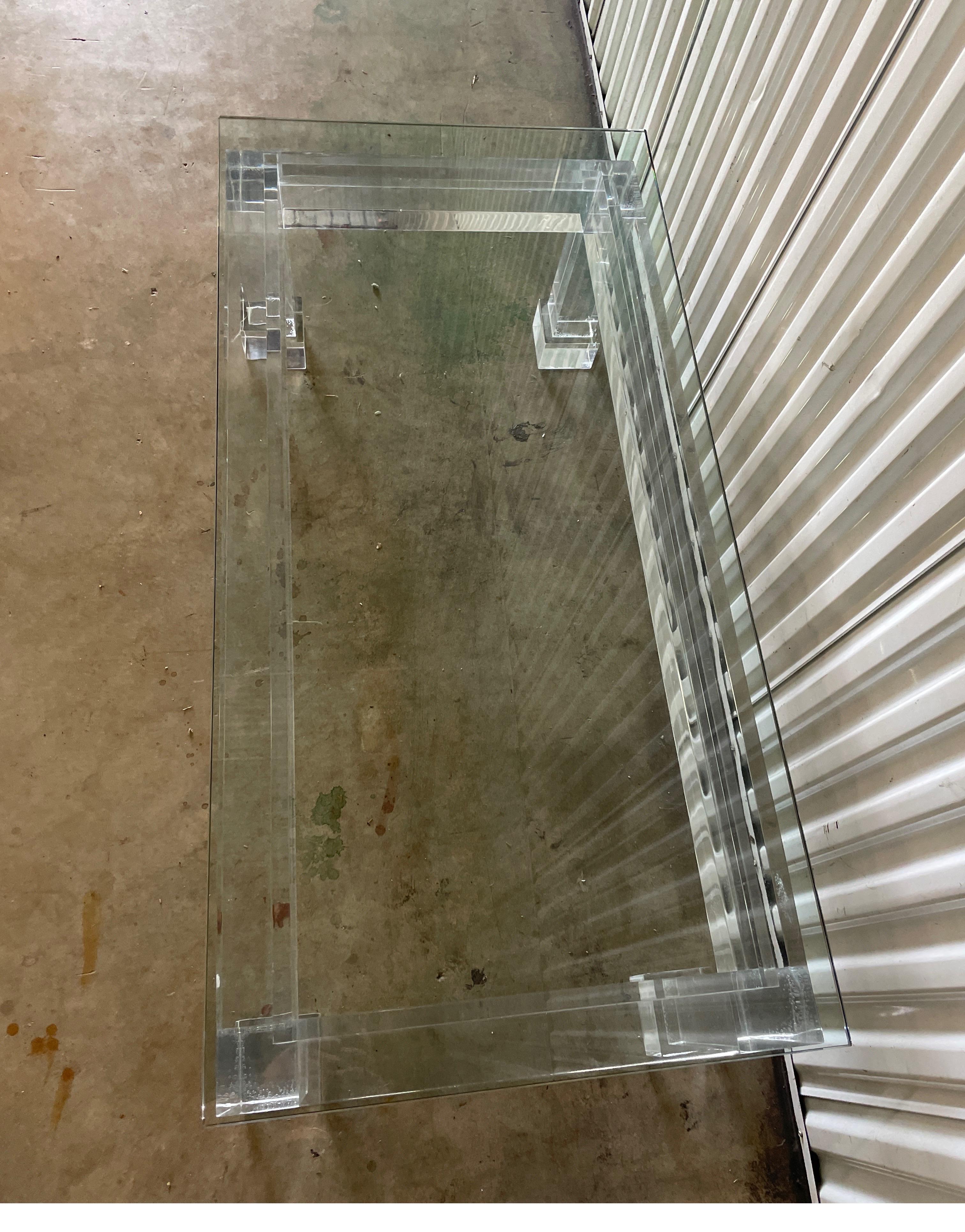 Mid Century Chunky Lucite Coffee Table For Sale 2