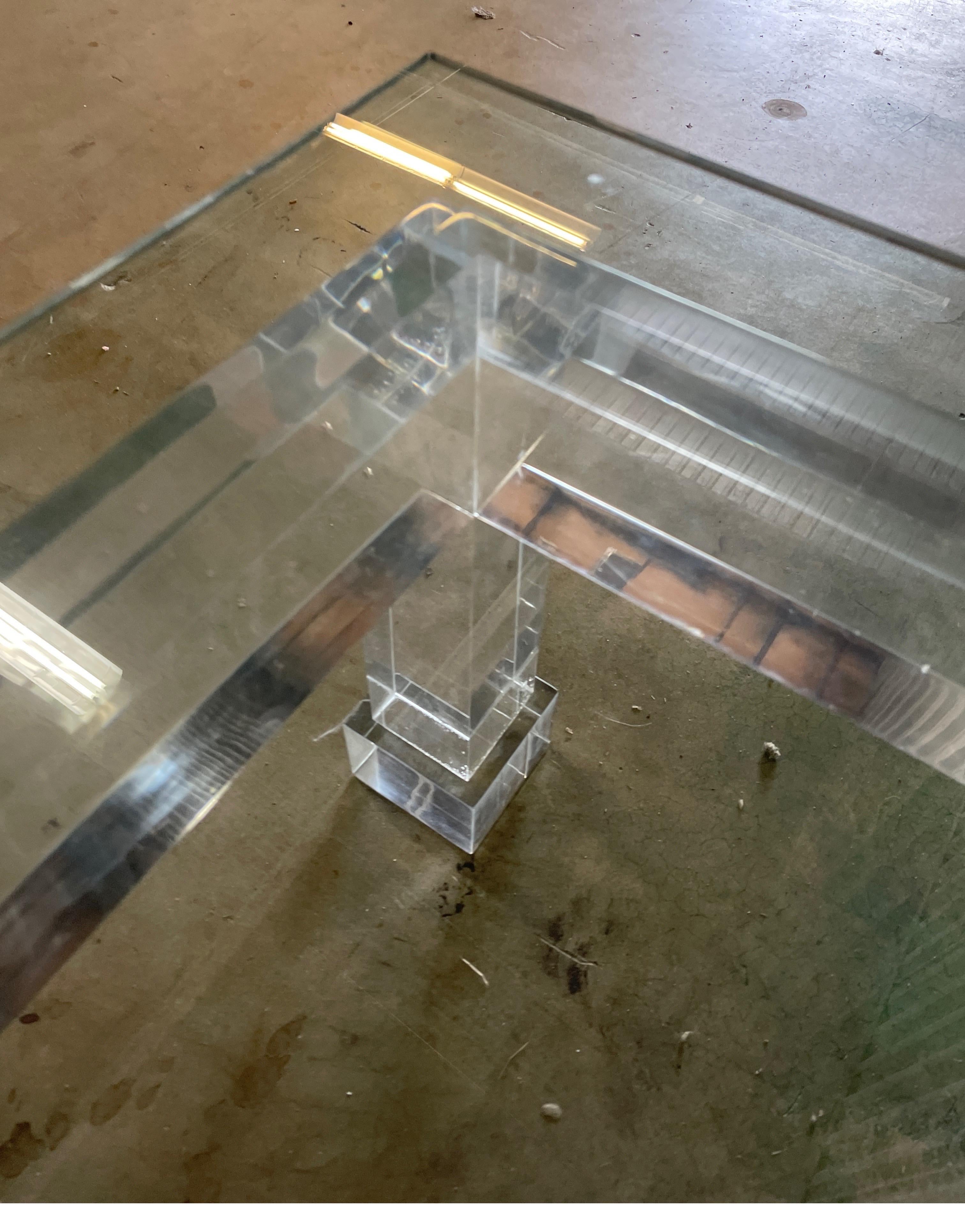 Mid Century Chunky Lucite Coffee Table For Sale 4