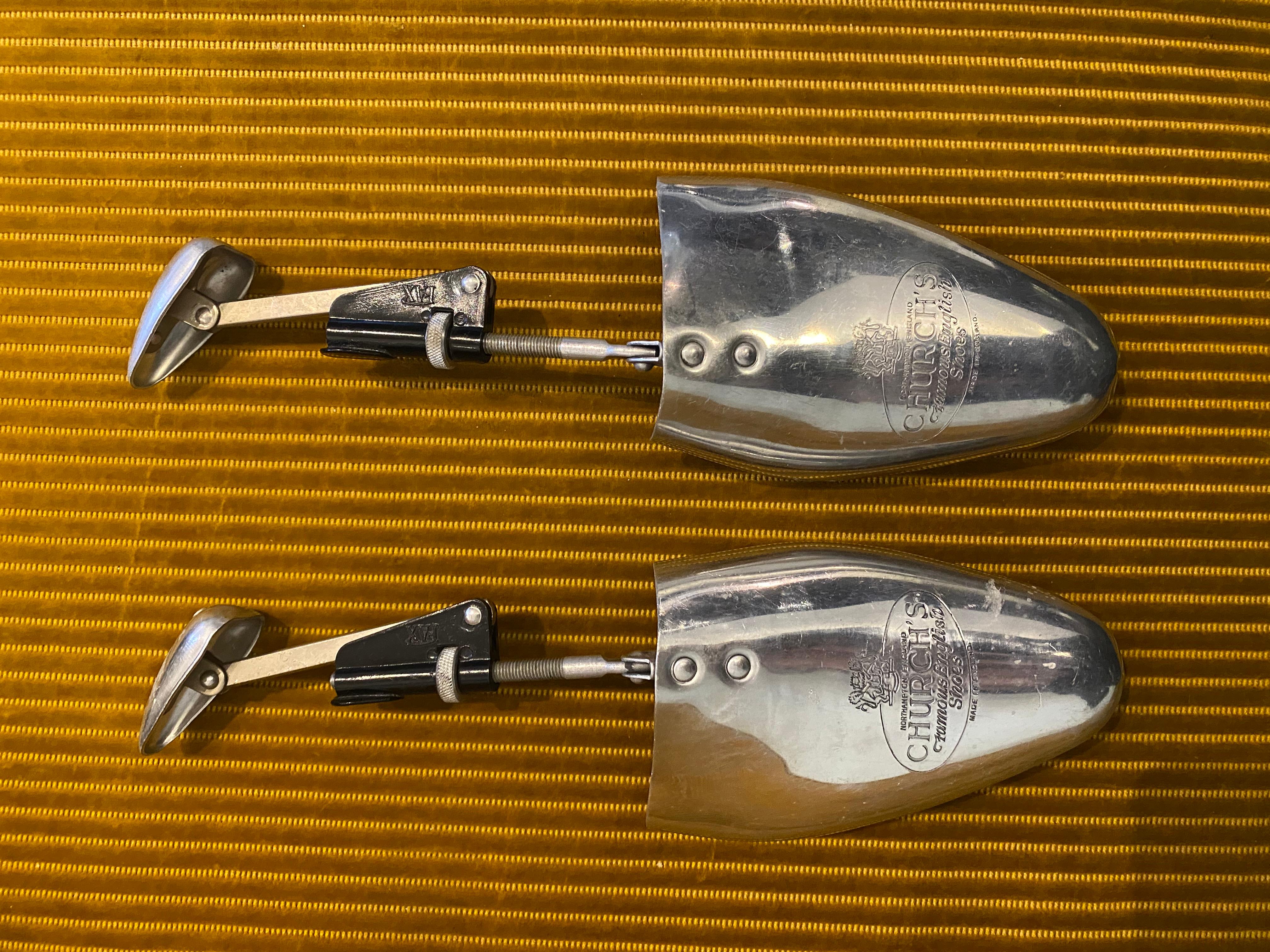 Mid-Century Church's Silver Metal Shoe Trees  In Good Condition For Sale In London, GB