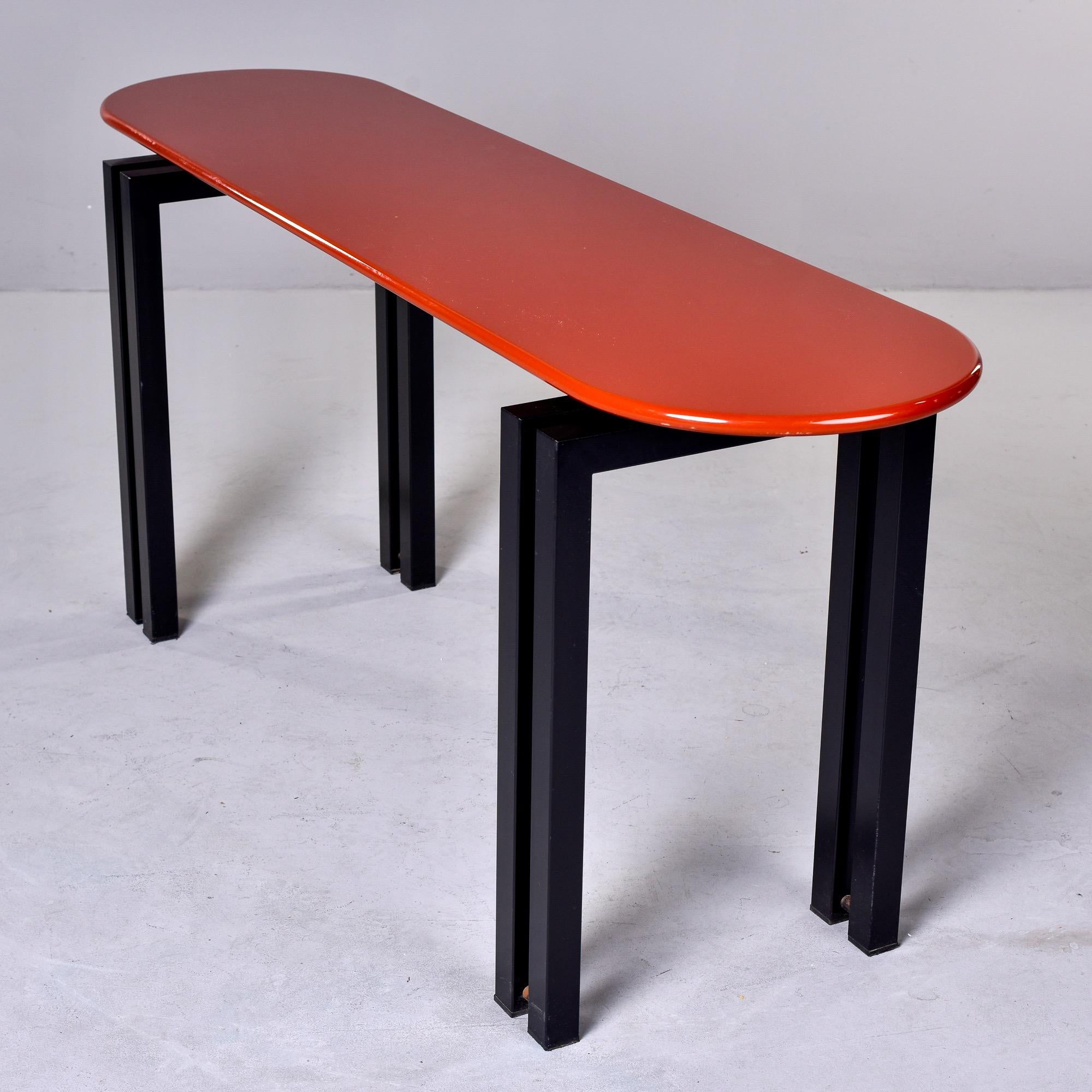 Mid Century Cidue of Italy Console with Lacquered Cinnabar Color Top For Sale 4