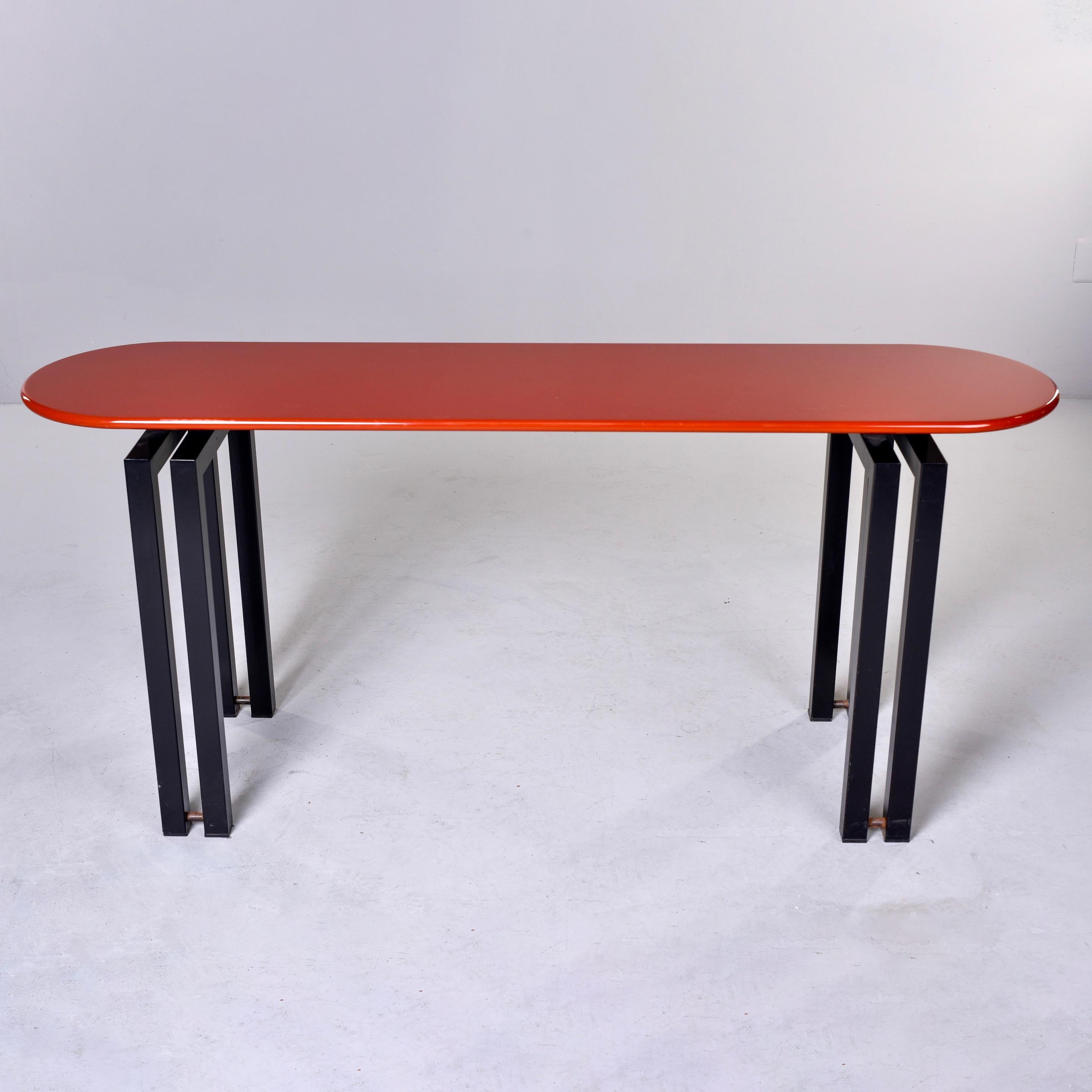 Mid Century Cidue of Italy Console with Lacquered Cinnabar Color Top For Sale 5