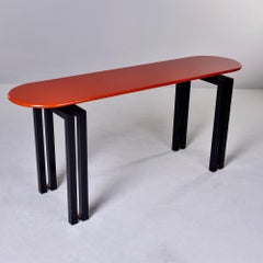 Mid Century Cidue of Italy Console with Lacquered Cinnabar Color Top