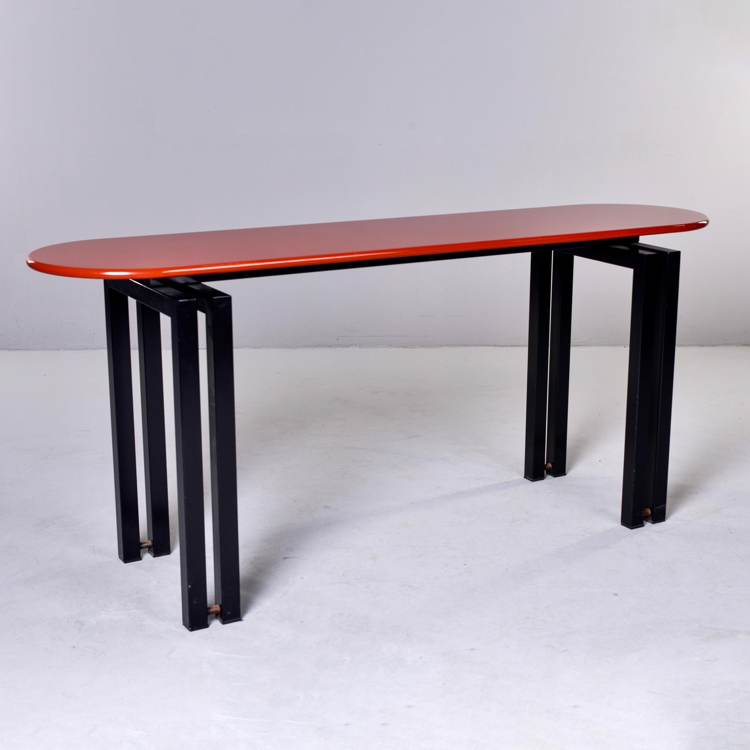 Mid-Century Modern Mid Century Cidue of Italy Console with Lacquered Cinnabar Color Top For Sale