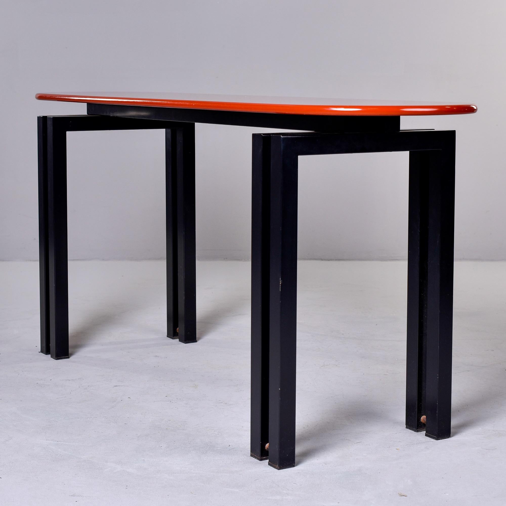 20th Century Mid Century Cidue of Italy Console with Lacquered Cinnabar Color Top For Sale