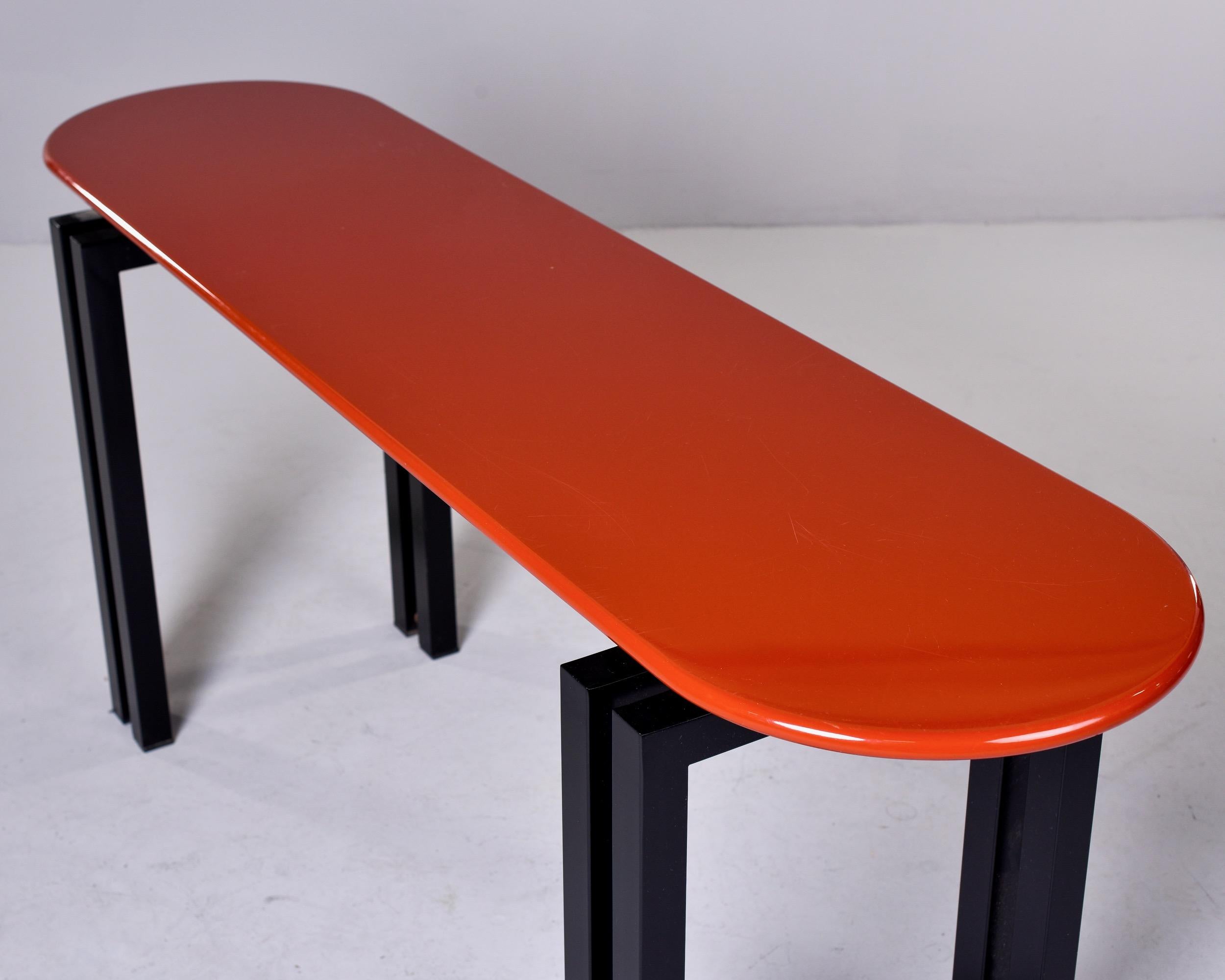 Wood Mid Century Cidue of Italy Console with Lacquered Cinnabar Color Top For Sale