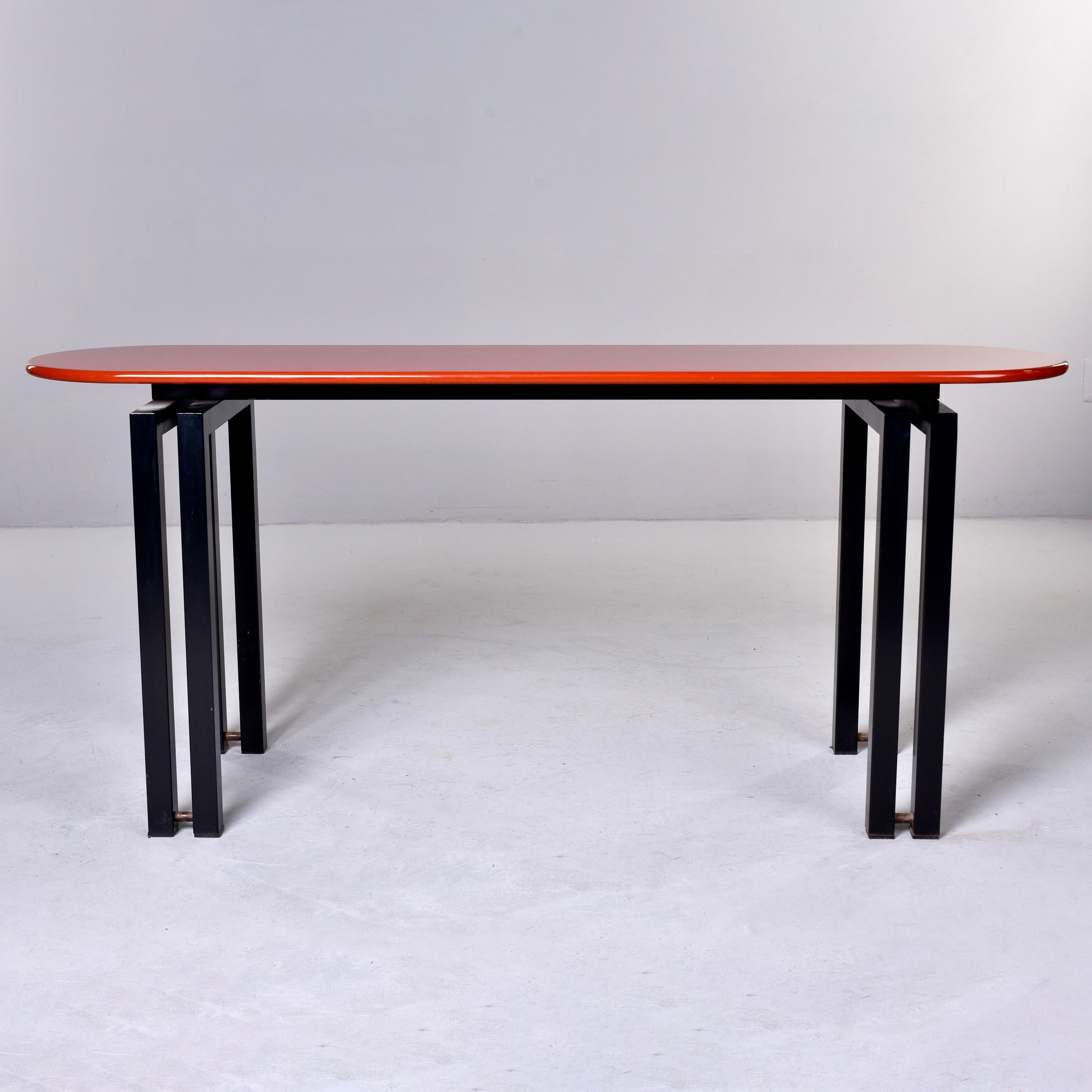 Mid Century Cidue of Italy Console with Lacquered Cinnabar Color Top For Sale 1