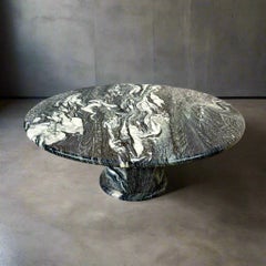 Mid-Century Cipollino Marble Round Coffee Table