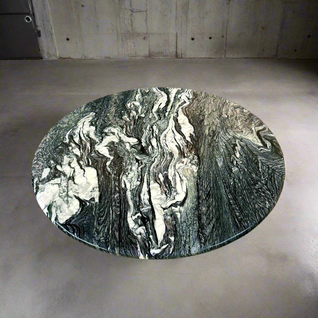Table basse ronde en marbre Cipollino du milieu du siècle Bon état - En vente à DE MEERN, NL