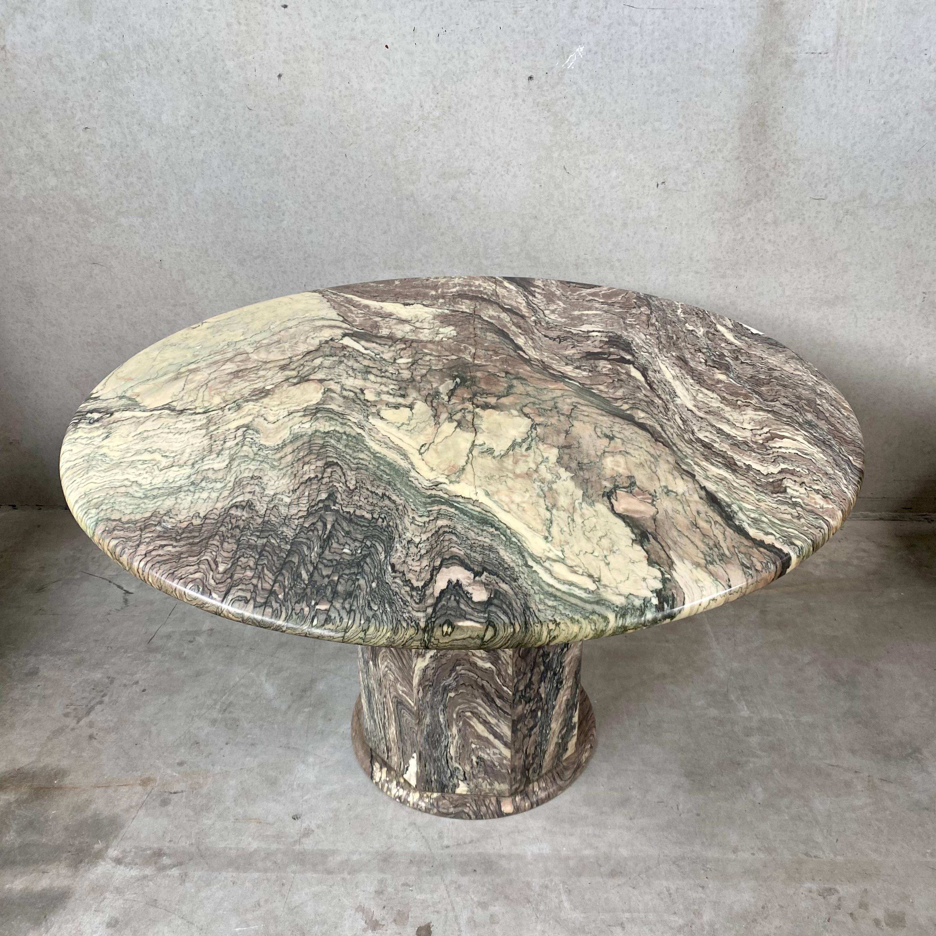 Mid-century Cipollino Marble Round Dining Table, Italy 1980 3