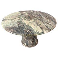 Mid-century Cipollino Marble Round Dining Table, Italy 1980