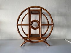 Mid-century Circle Design Bamboo Flower Stand with 4 Flowerpot, 1960s, Italy