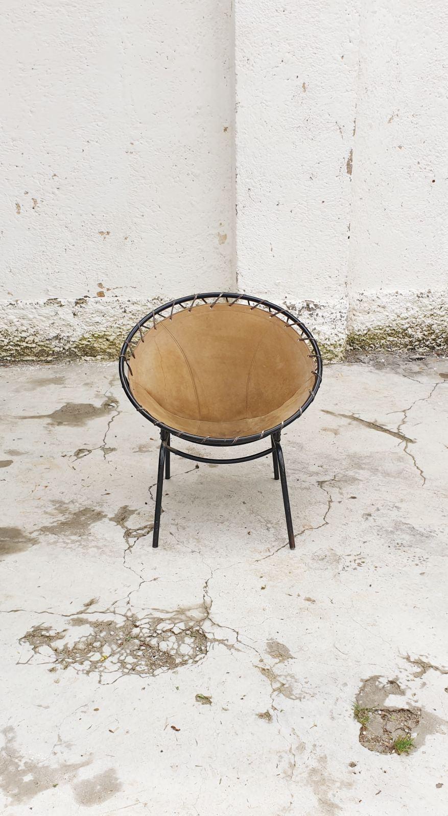 Mid Century Circle Easy Chair Designed by Lusch Erzeugnis, Germany 60s In Good Condition For Sale In Lucija, SI