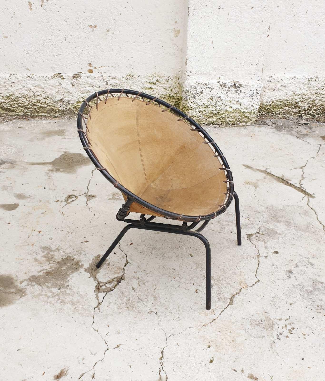 Metal Mid Century Circle Easy Chair Designed by Lusch Erzeugnis, Germany 60s For Sale