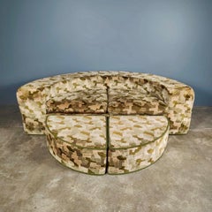 Mid Century Circle Sofa Bed Vintage Geometric Pattern Retro MCM