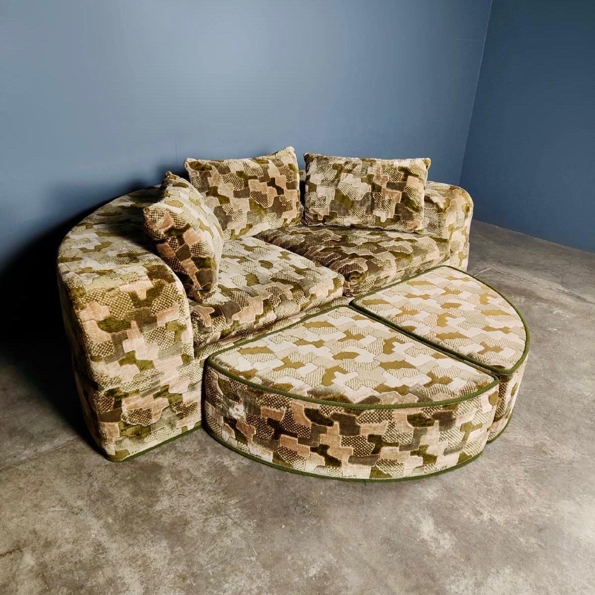 Mid-Century Modern Mid Century Circle Sofa Bed Vintage Geometric Pattern Retro MCM