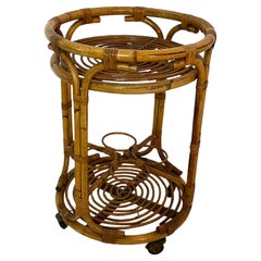Runder Barwagen aus Bambus aus der Mitte des Jahrhunderts im Stil von Franco Albini, 1960er Jahre