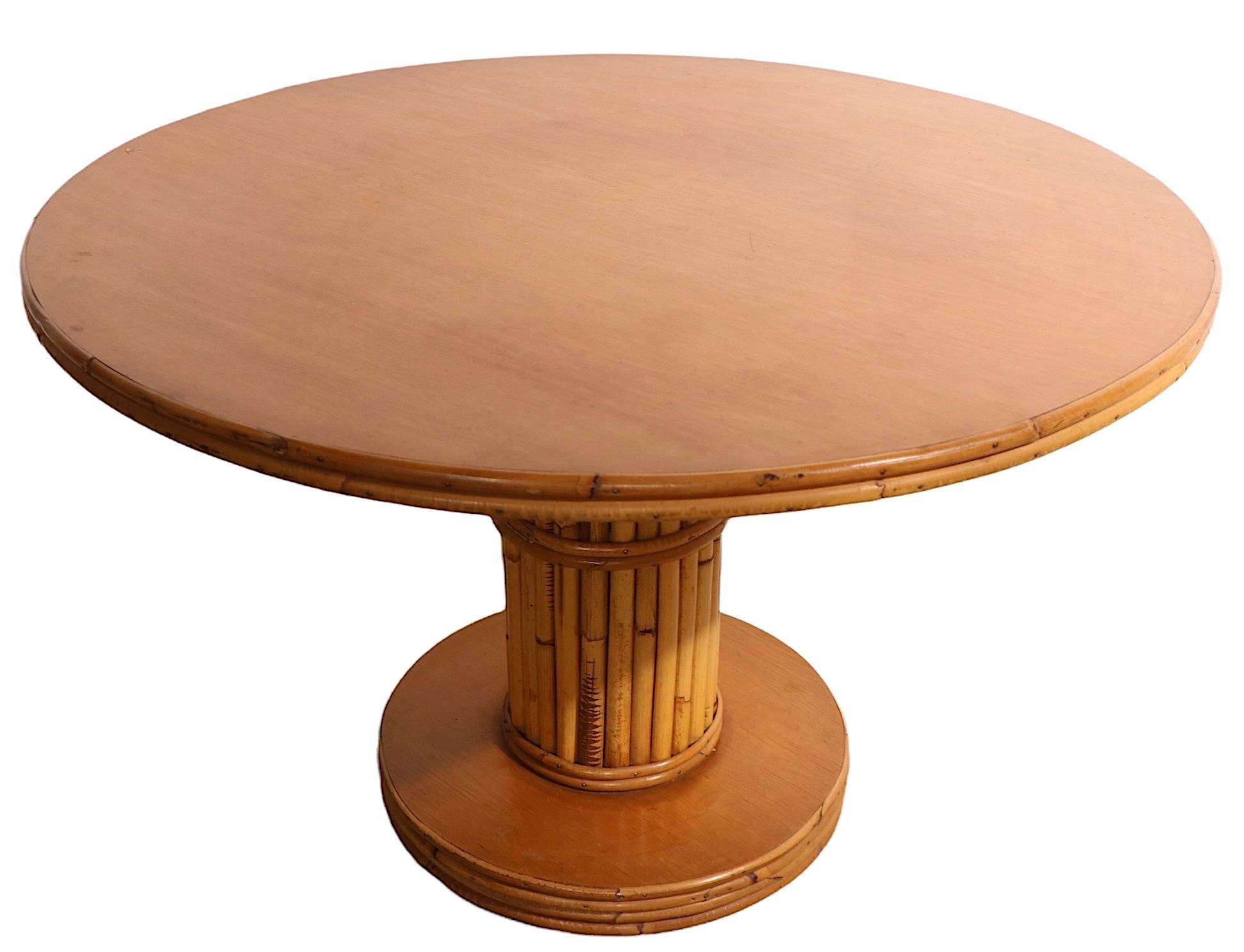 Mid-Century Modern Table basse circulaire en bambou du milieu du siècle dernier par Ficks Reed en vente